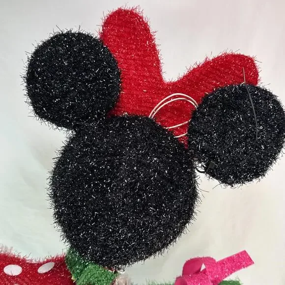 Disney Magic Holiday Minnie Mouse Lighted Tinsel Yard Sculpture Decoration
